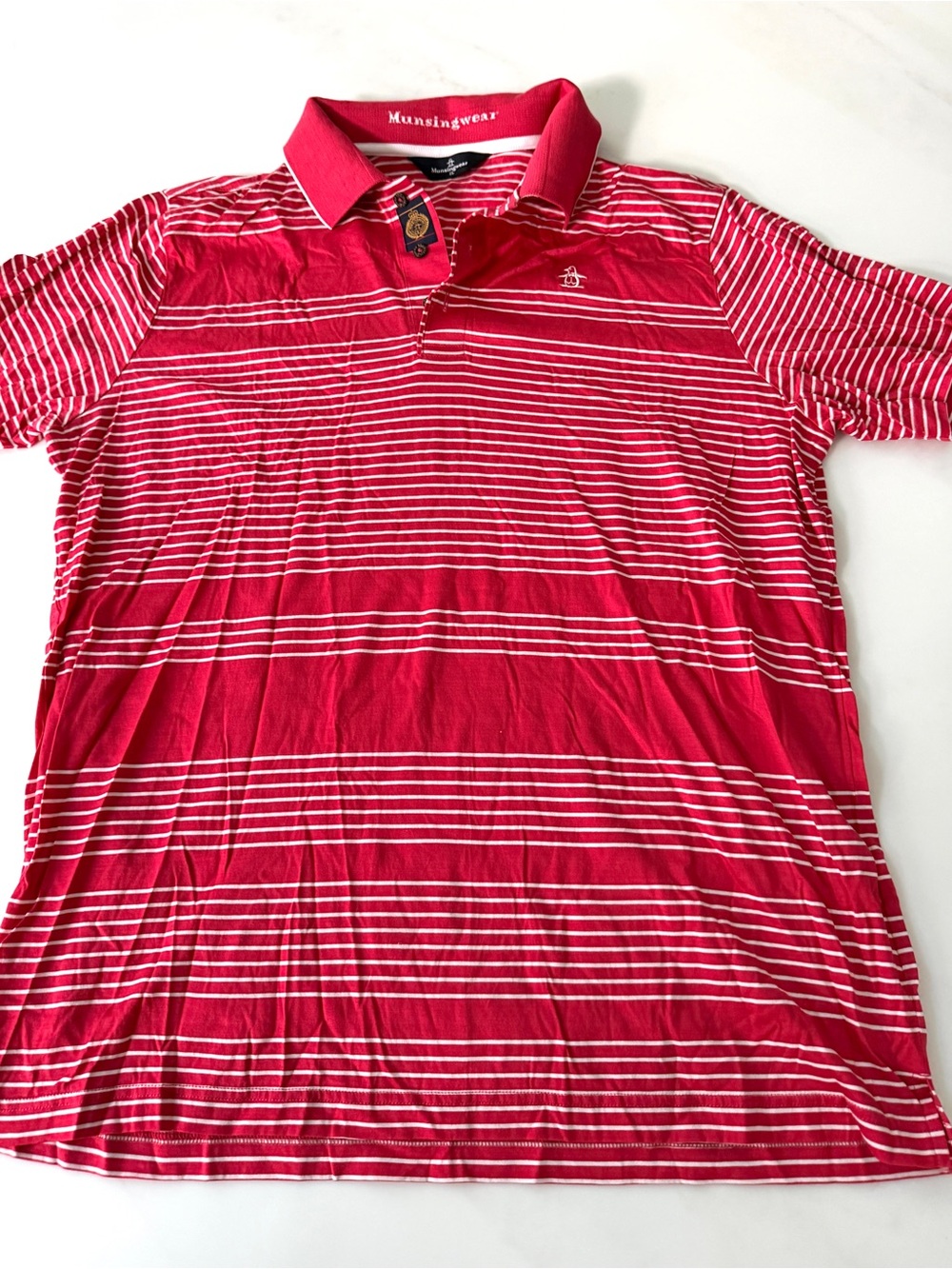 Munsingwear Original Penguin Striped Polo Shirt Red White Men's Size 3L